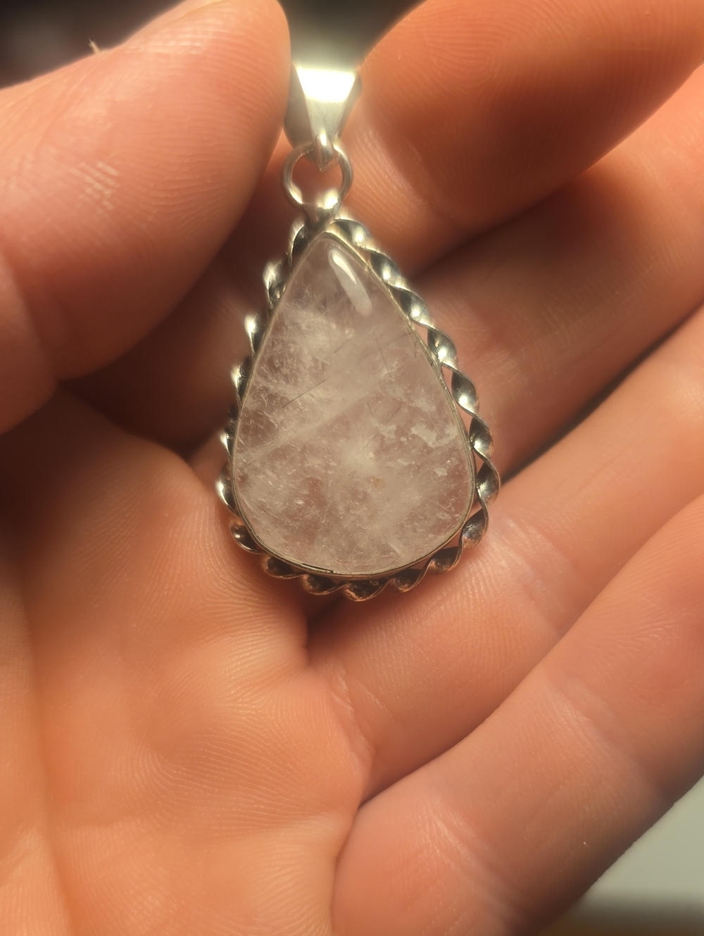 Sterling Silver Teardrop Rutilated Quartz Pendant  Gemstone